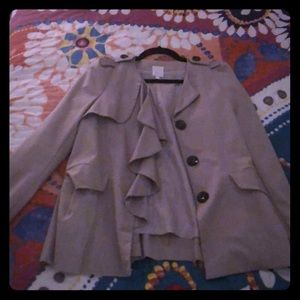 Chic Mini Trench w Ruffle & Puff sleeves